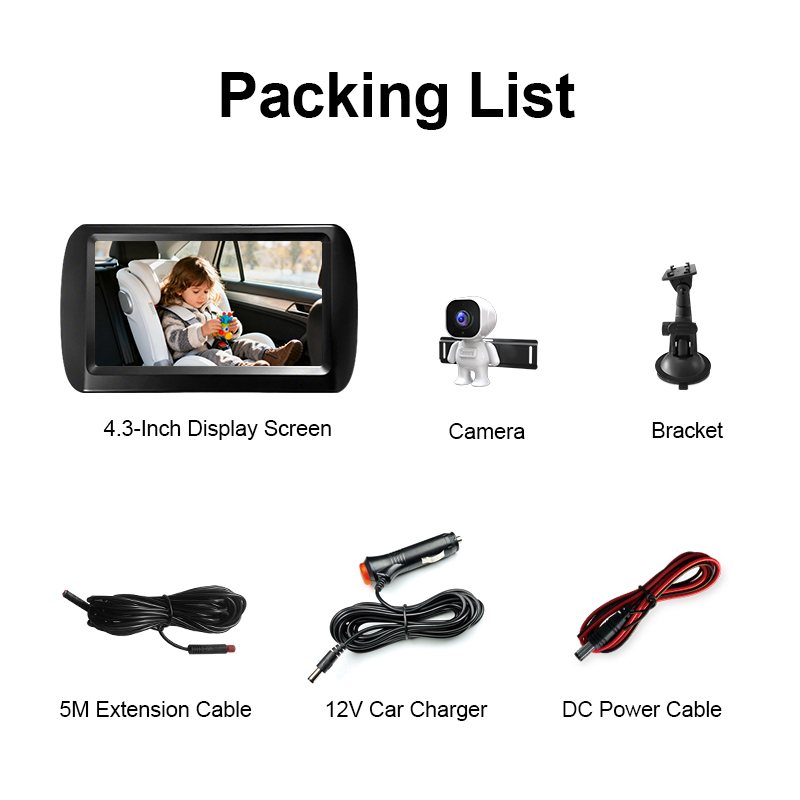 Kit de Monitor para Bebés en Coche de 4.3 Pulgadas