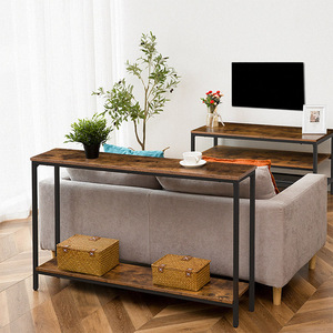 Toptan 2 Tier Entryway masa raf ile endüstriyel stil rustik antik dar giriş yolu masa Entryway oturma odası için - Product Image 6