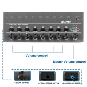 8 Way Mixer With Single Channel Stereo <strong>Switching</strong> Mini Signal Hybrid Small <strong>Audio</strong> - Product Image 3