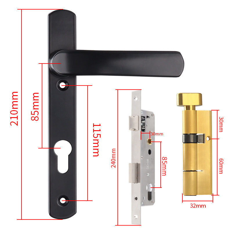 Serrure monopoint noire 8530, cylindre de serrure 90