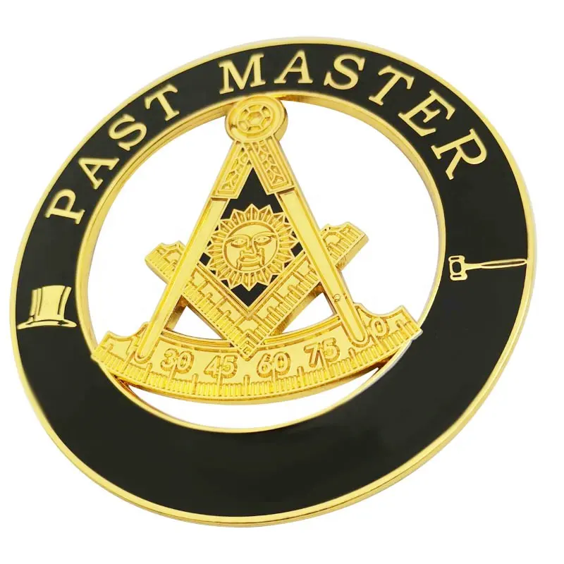 Fabricante personalizado al por mayor Masonic circular AG logotipo chapado en oro con pegamento rojo