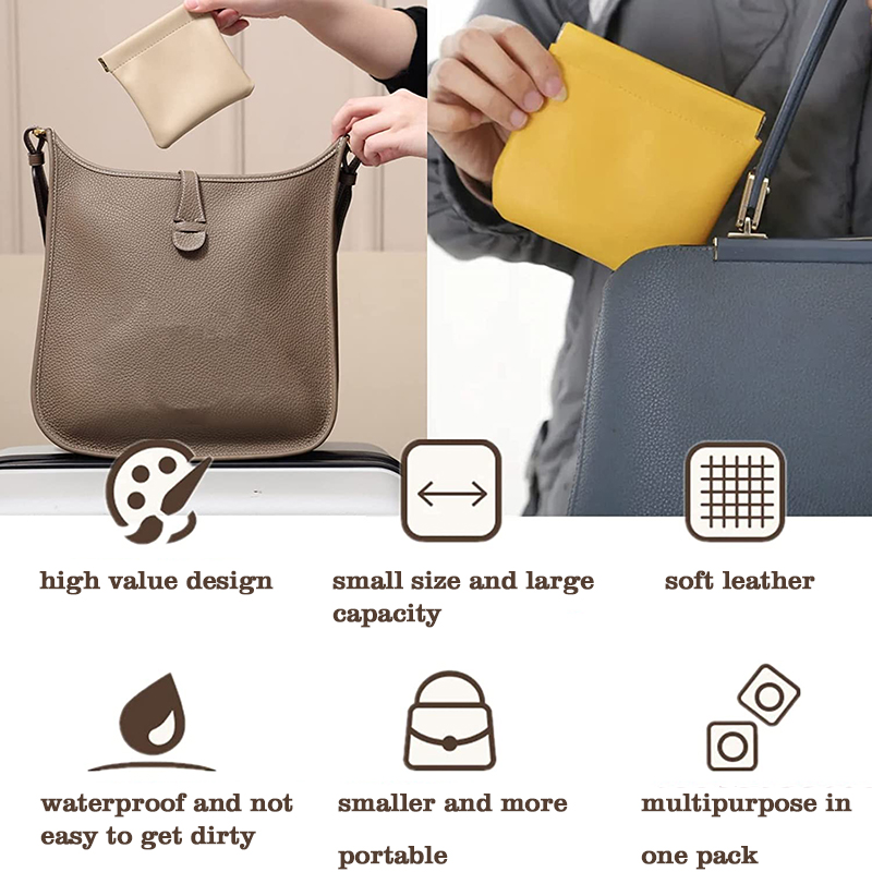 portable storage bags with snap spring automatic close pu leather waterproof mini cosmetic bag custom logo