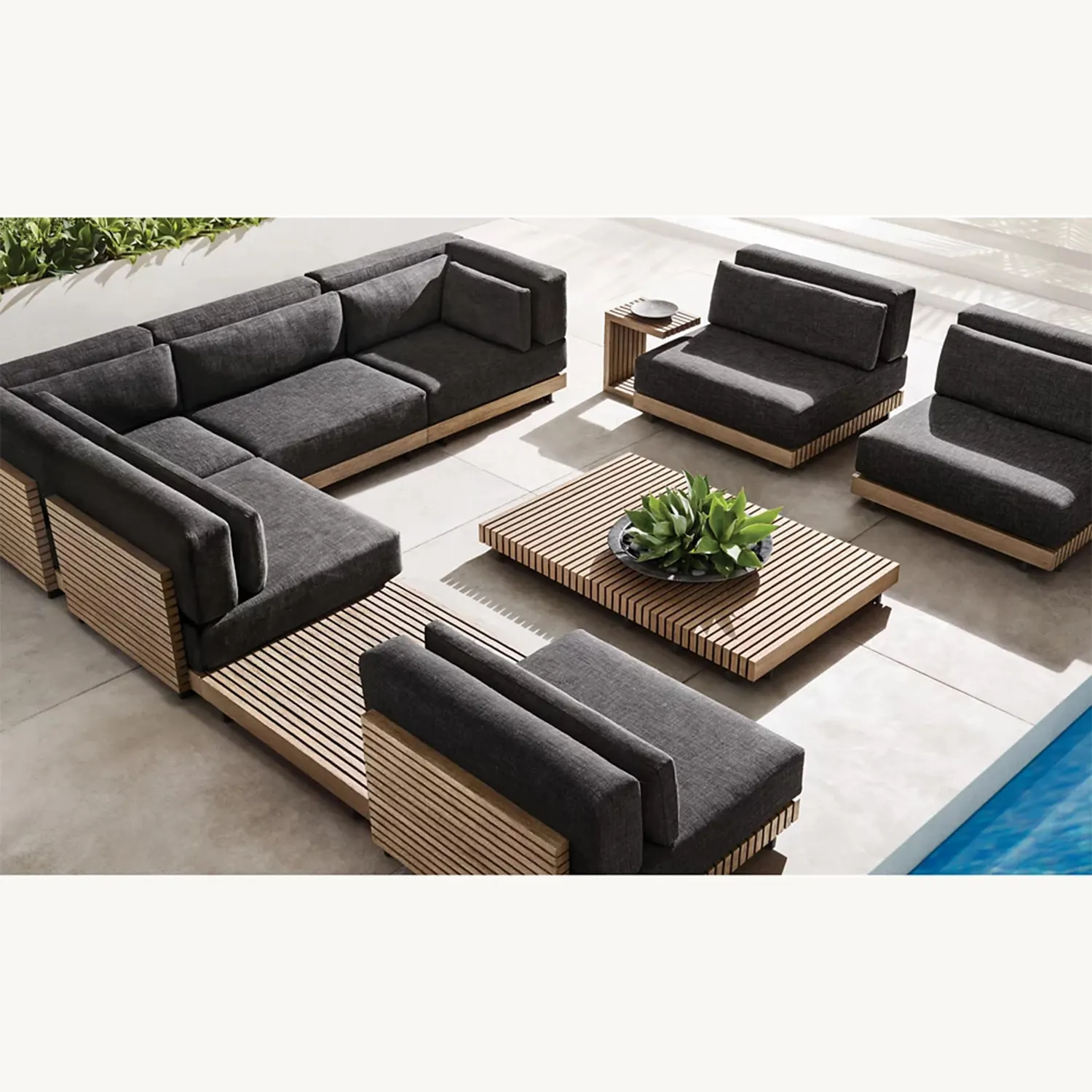 modern luxury outdoor/garden/patio furniture teak sofa set teak outdoor furniture