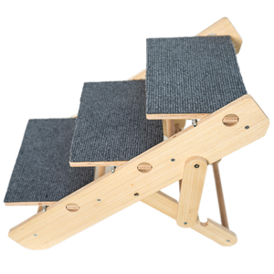 Portable 3-Level Foldable Wooden Pet Stairs Non-slip Adjustable Ladder for Dogs Cats Cat <strong>Trees</strong> &amp; Scratcher <strong>Product</strong> Category - Product Image 2