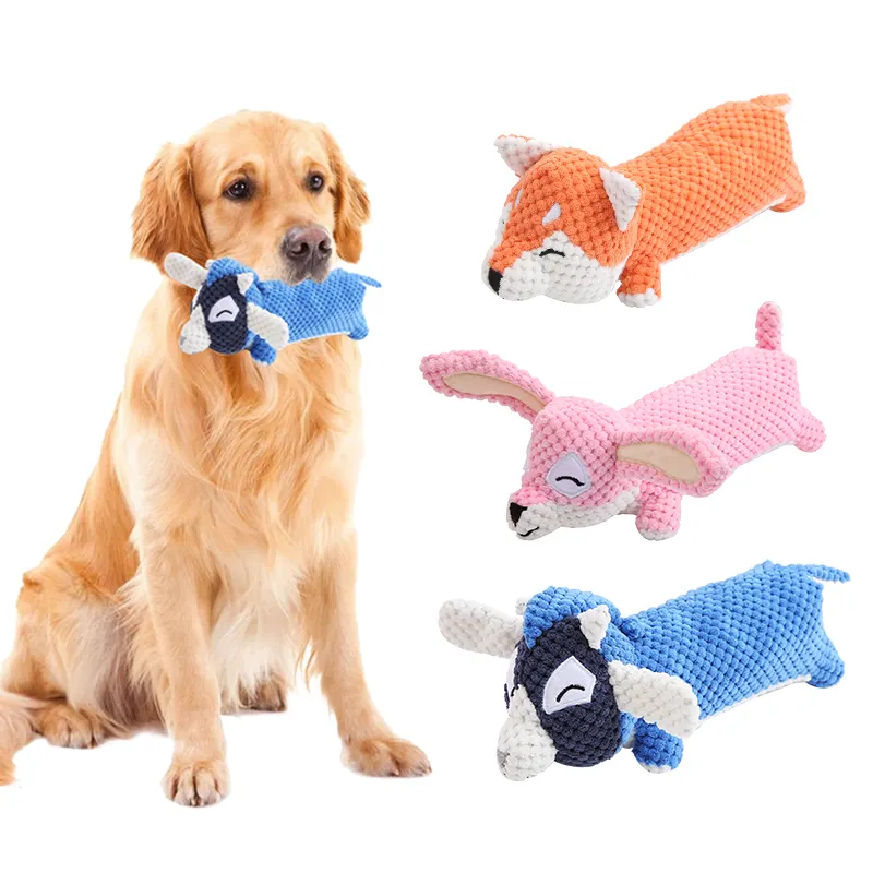 Custom Interactieve Knuffel Dier Hond Speelgoed Voor Verveling Schattige Piepende Hond Kauw Speelgoed Voor Puppy