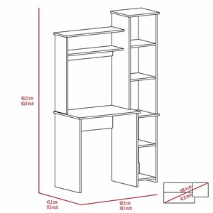 DB Smokey Oak Escritorio de 6 estantes Mesa extensible de computadora portátil con librería incorporada para sala de estar Material de madera - Product Image 6