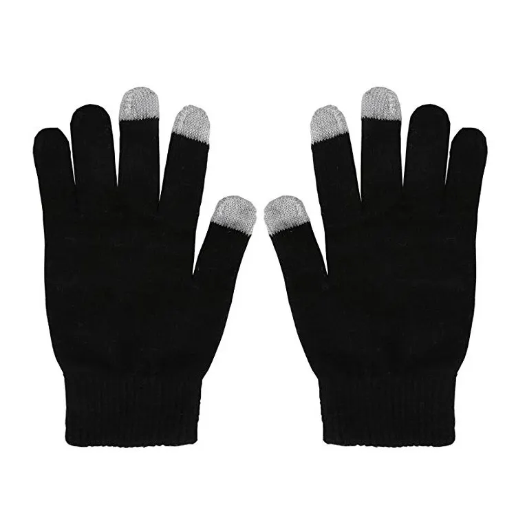 Custom Logo Acryl Warme Winter Gebreide Wanten Jacquard Touchscreen Handschoenen