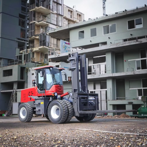 10 tonluk ayarlanabilir çatal mafsallı Forklift, 4WD dizel fabrika doğrudan arazi işleyicisi - Product Image 1