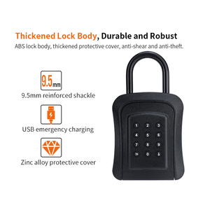 TTlock应用解锁钥匙盒密码铝金属墙钥匙盒黑色电缆代码数字钥匙锁盒 - Product Image 6