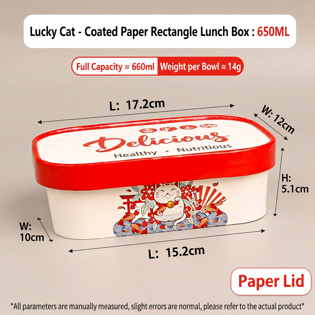 white cardboard - fortune cat 100 650ml bowls + paper lids