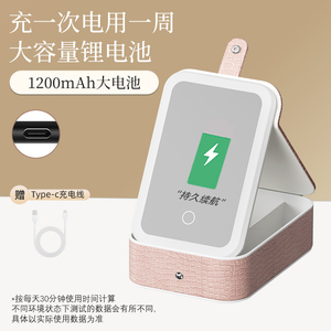 便携式矩形玻璃发光二极管化妆镜小型装饰艺术风格墙面使用带发光二极管灯美容折叠聚氨酯化妆镜 - Product Image 2