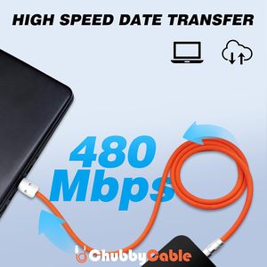 Chubbycable tombul 2.0 hızlı şarj 3.3 FT siyah tip-c veri kablosu dayanıklı yumuşak silikon USB C 240W ekstra kalın telefon şarj - Product Image 2