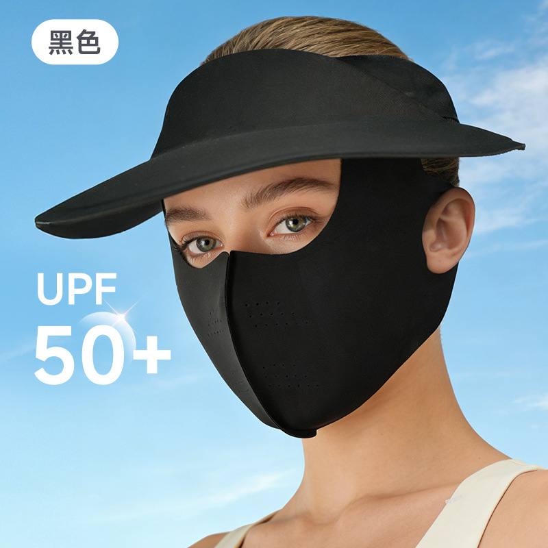 Mascarilla facial dos en uno, corta y negra.