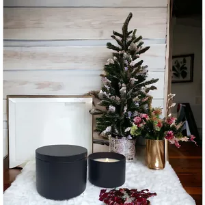 Barattoli cosmetici e contenitori vuoto vaso con latta decorata esagonale e quadrato può tappo a vite forma di cilindro - Product Image 1
