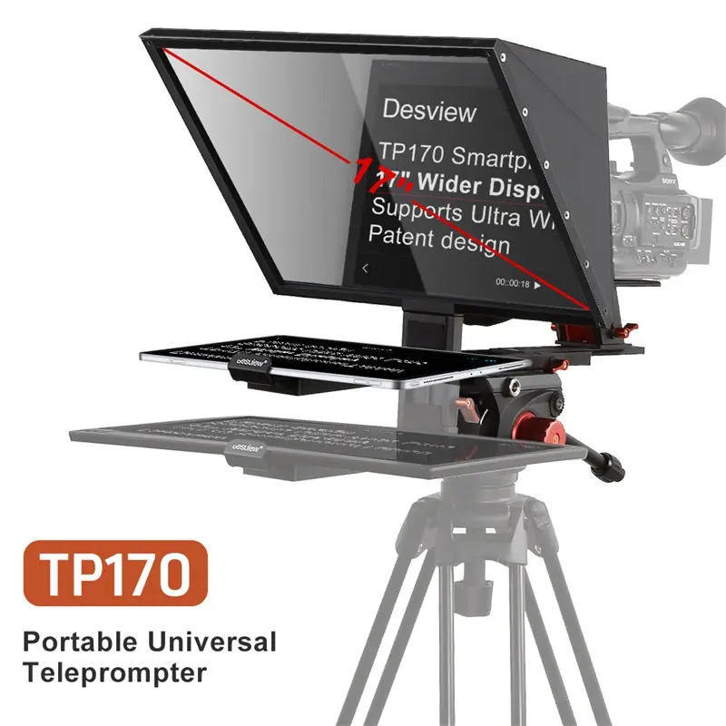 TP170 17 inch Teleprompter for DSLR Video Camera Photo Studio for iPad Smartphone Live Interview Teleprompter 17"