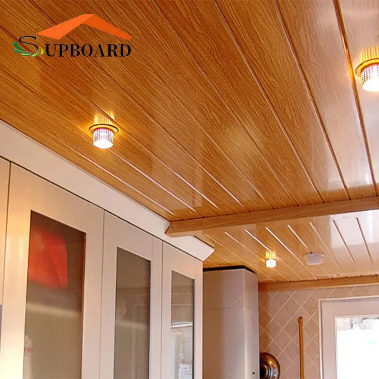 Material de PVC WPC para paneles de techo interiores grano de madera color diferente con accesorios