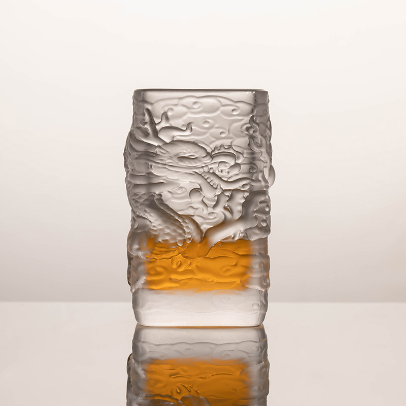 Copa de cristal dragón y Fénix en relieve [Dragon FROs