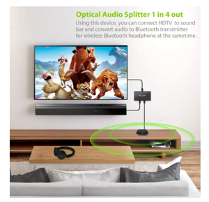 Divisores de audio óptico digital de aluminio 1X4 con cable óptico SPDIF Toslink Divisor de audio de fibra óptica 1 en 4 salidas - Product Image 6