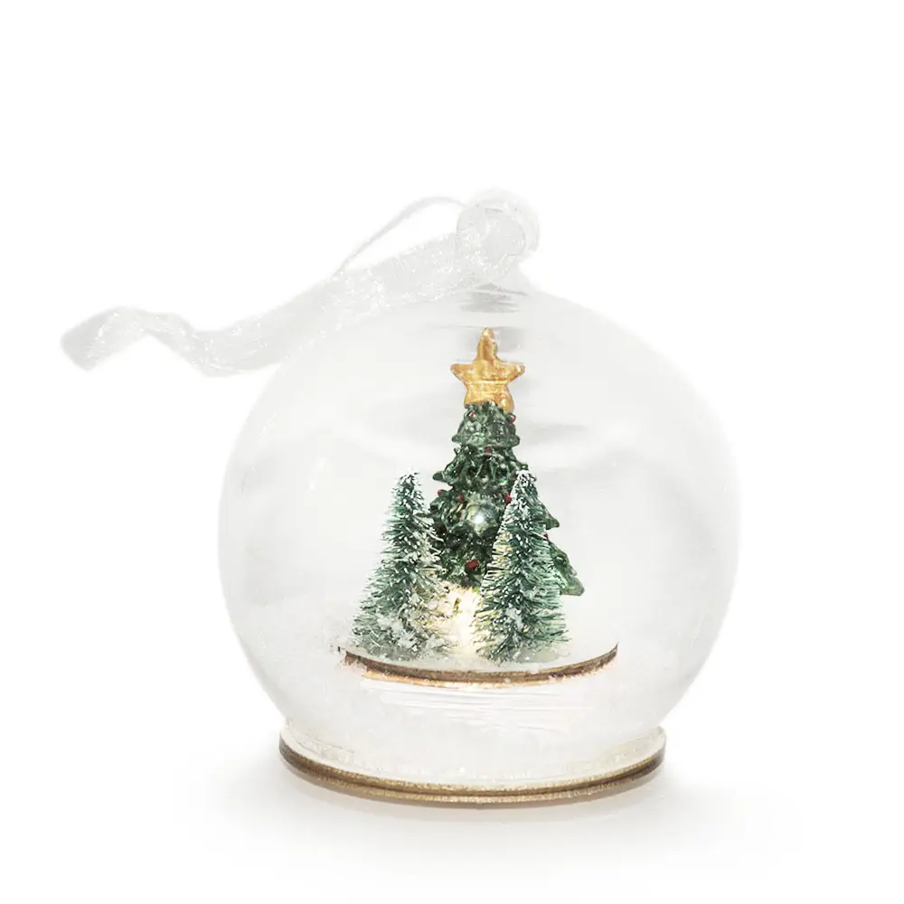 Bola de Navidad de Cristal abierta con LOGO personalizado, ornamento de fondo Led