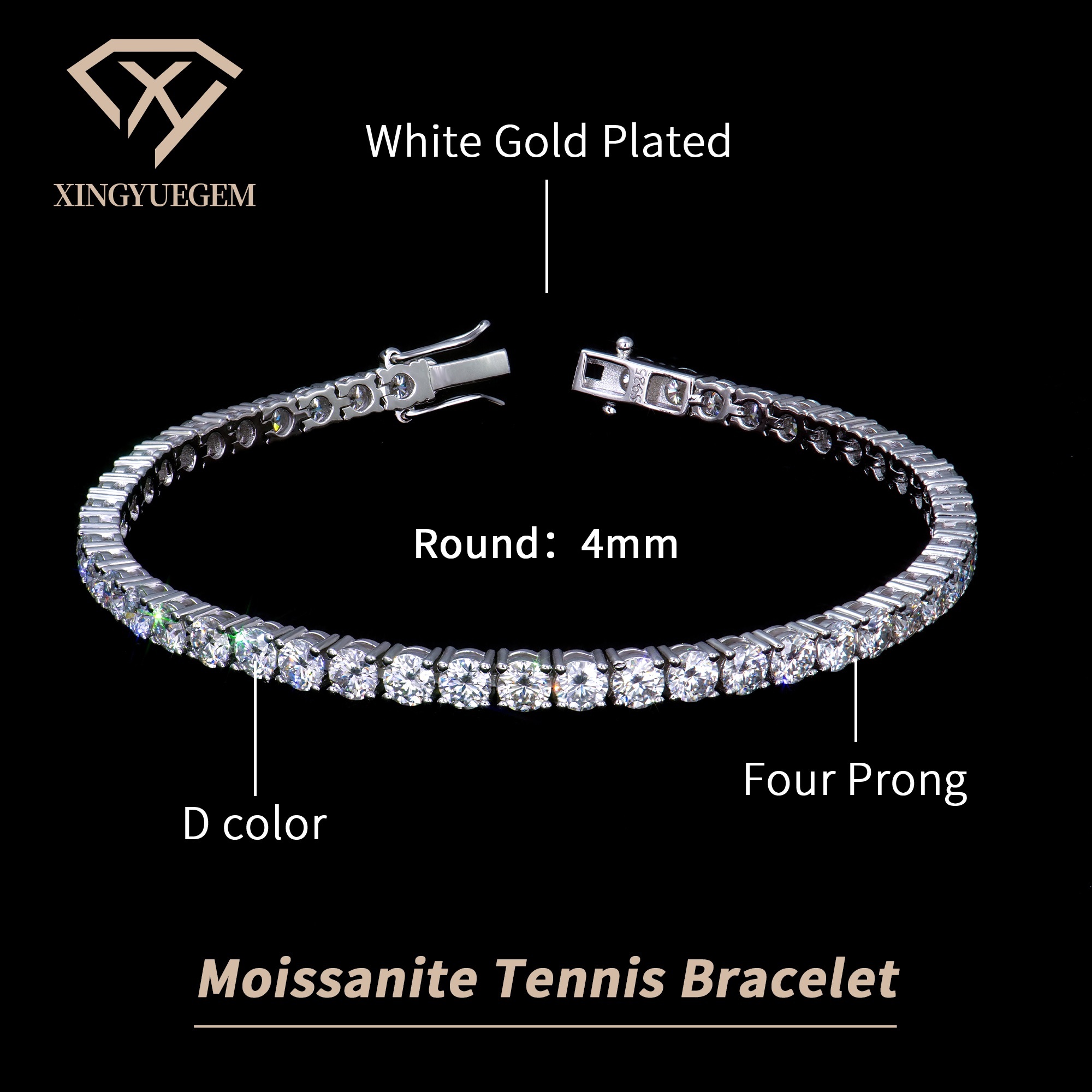 Placcato in oro bianco 4 mm