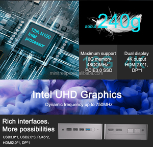 MiniTree processore Intel N100 di dodicesima generazione 3.4GHz Mini PC 4800MHz LPDDR5 NVME Dual display HD2.0 DP1.4 WIFI6 BT5 Mini PC Win10 Linux - Product Image 4