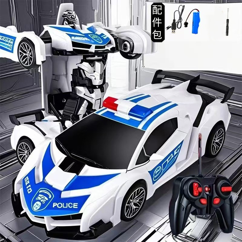 Auto bianca della polizia con piccola deformazione