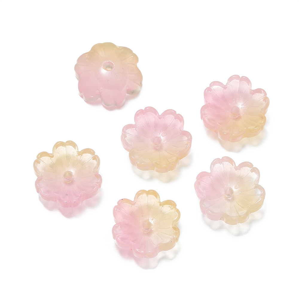 Glass spacer beads - pinkish-yellow
