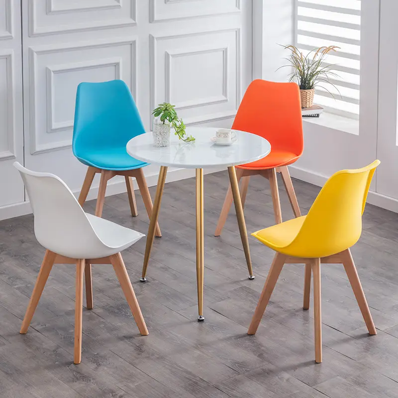 HANYEE ristorante moderno di alta qualità sedie da pranzo singole in plastica di legno con cuscino in pelle