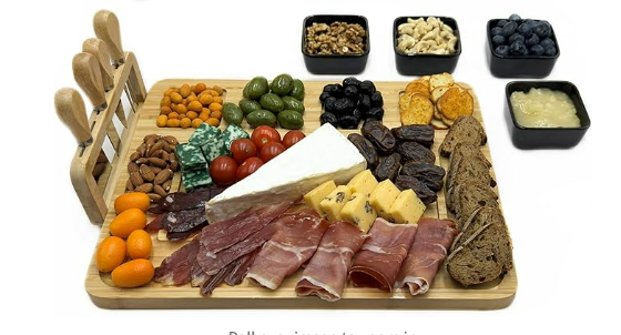 cheese board with knife holder and slate