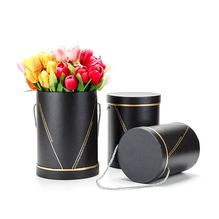 Wohnkultur 3 Stück pro Set Papier Runde Blumenstrauß Blumenkästen Sets mit Deckel Umarmung Eimer Geschenk verpackung Florist Box Sets