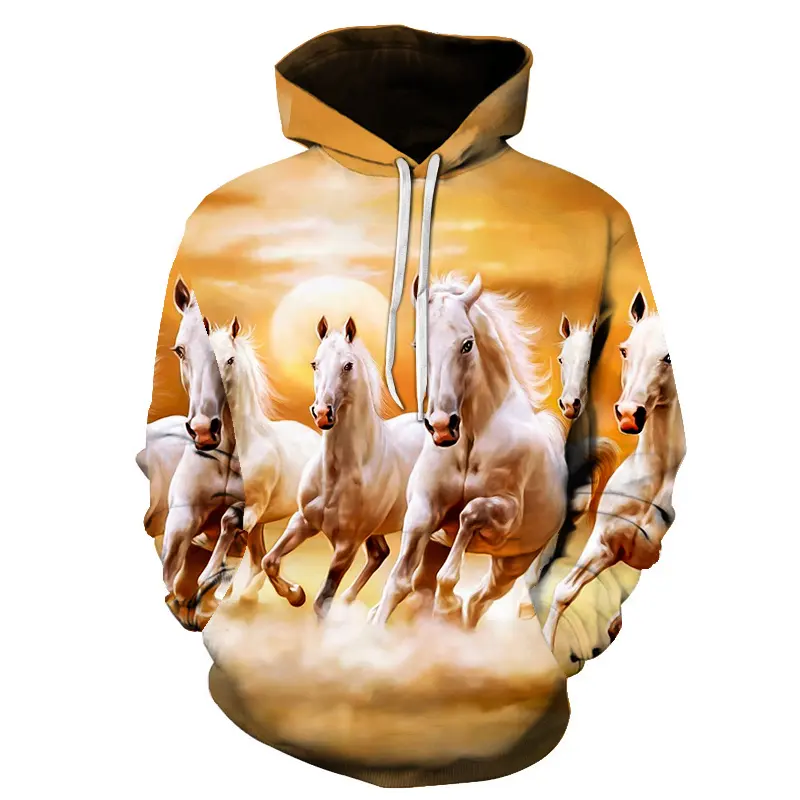 Fitspi 3d bambini ragazzo ragazza Unisex bambino felpe con cappuccio stampato felpa cavallo modello animale Pullover Casual uomo donna felpa con cappuccio top