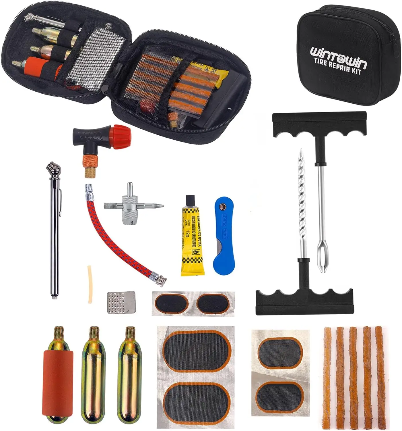 Co2 Banden Inflator Reparatie Kit Motorfiets Buis Platte Reparatie Kit Voor Buis En Tubeless Banden Reparatie Gereedschapset Set Voor Atv Fiets