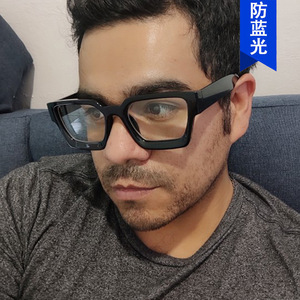 AHHARO New INS Fashion Spectacle <strong>Frame</strong> with Square Concave Anti-Blue Lens Flat PC Material - Product Image 1