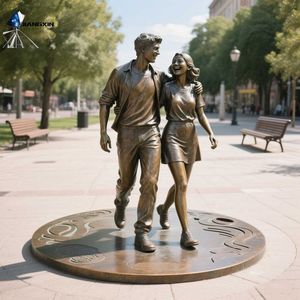 Eternal <strong>Kiss</strong> - Bronze Couple Sculpture with Romantic Embrace for Gardens &amp; Resorts (Antique Patina Finish) - Product Image 4