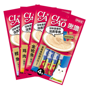 最畅销的优质14g * 5pcs稻叶CIAO Churu液体猫零食可舔味棒适合成年猫鸡肉和牛肉口味