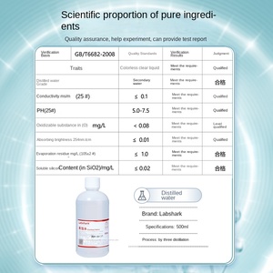 Lab Distilled Pure Water Enzyme-Free Secondary Water Analysis for DIY External <strong>Preparation</strong> <strong>Testing</strong> Equipment Genre - Product Image 6