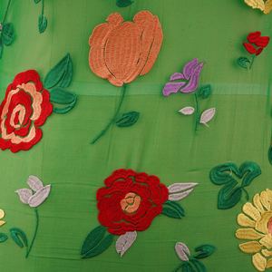 Pure <strong>Silk</strong> <strong>8</strong> <strong>mm</strong> 114cm Width Dyed and Embroidery With Shiny Viscose Thread Muslim Style <strong>Silk</strong> Embroidery Fabric - Product Image 4