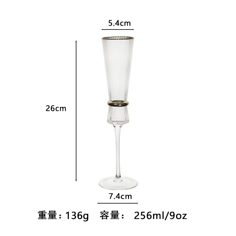 Verre à champagne taille dorée