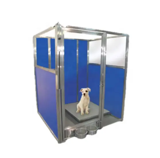 USMILEPET Porte enduite de poudre bleue Porte modulaire pour chenil pour chien à usage vétérinaire avec panneau anti-pluie Maison d'extérieur pour chien en acier inoxydable