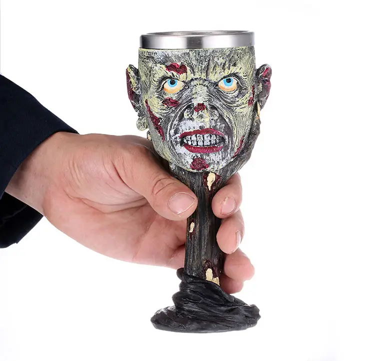 Personalizado Medieval Horror Artesanato Copos De Aço Inoxidável Copos De Vinho Horrível Halloween Terror Resina Cálice