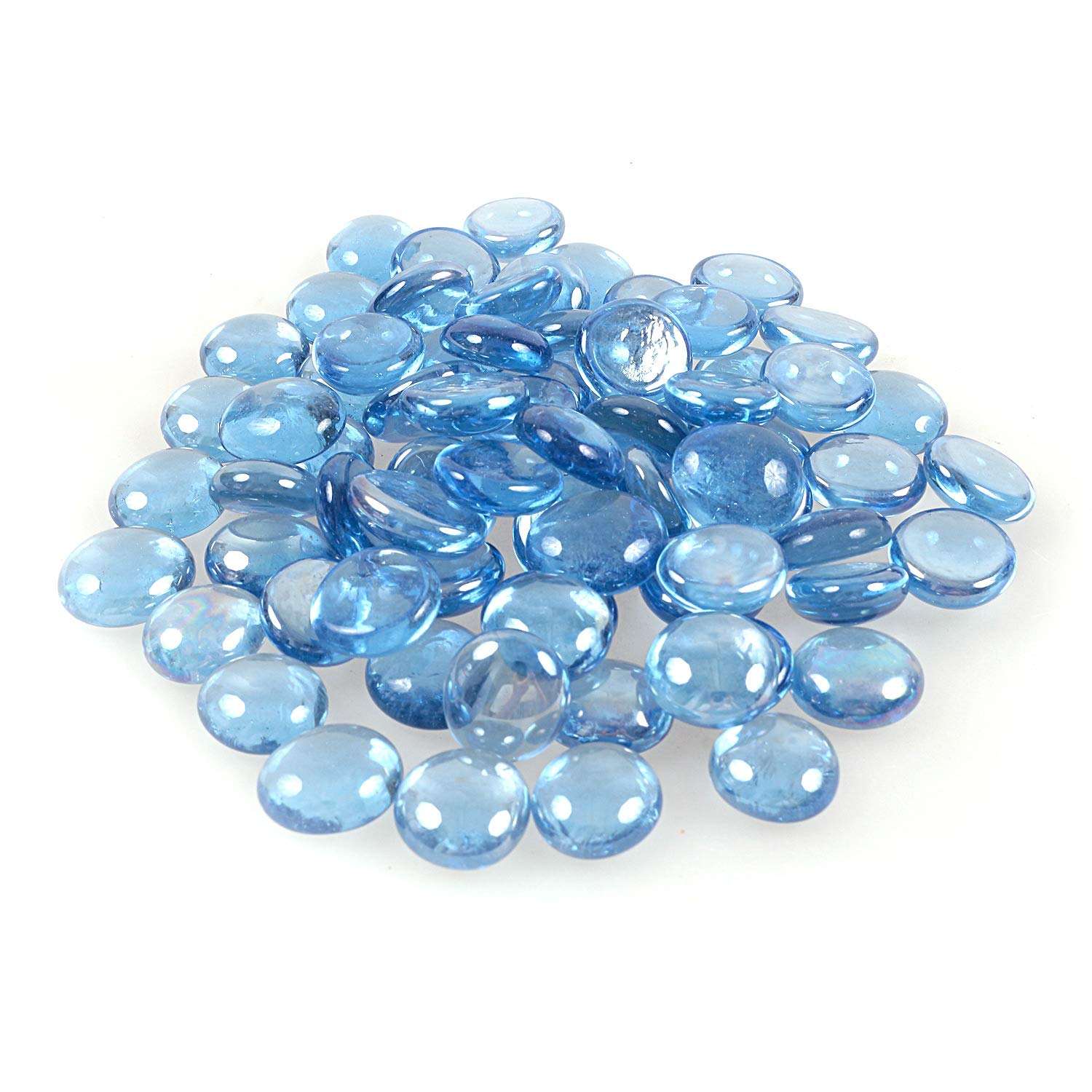 Galet de verre plat bleu ciel