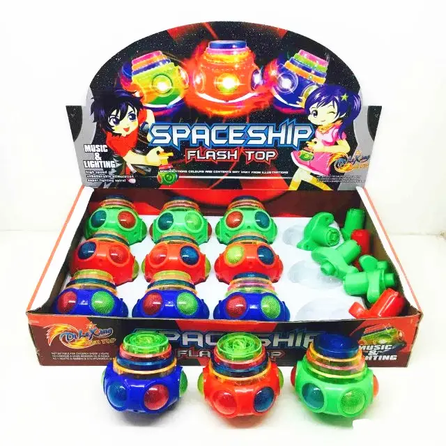 12-Pack LED Light Up Lampeggiante Astronave Spinning Top Giocattoli Favori di Partito Per I Bambini