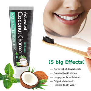Marque privée Sans Fluorure Menthe Saveur Noix De Coco Dentifrice au Charbon actif
