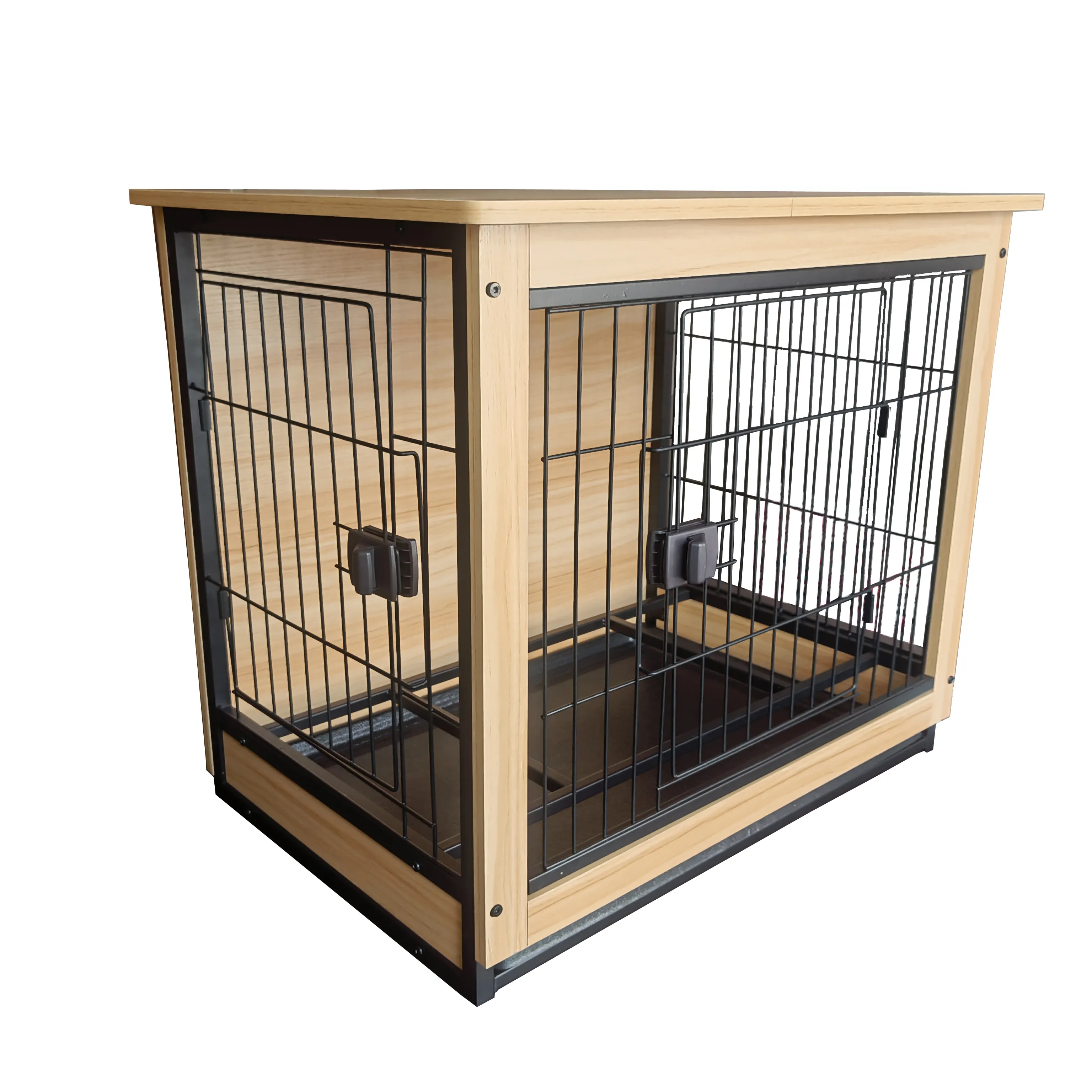 Cage en fil métallique de Style meubles, Double porte, grande caisse, niche en bois pour chien