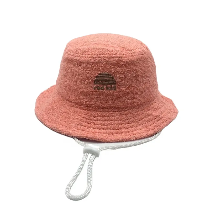 ผ้าขนหนูเทอร์รี่สำหรับชาวประมงเด็ก,หมวกแฟชั่นหมวกถังฤดูร้อนแบบกำหนดเองสำหรับเด็กผู้หญิง
