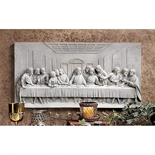 Quadro de pintura de resina, última escultura religiosa de sobrancelhas de parede, 23 polegadas, pedra antiga