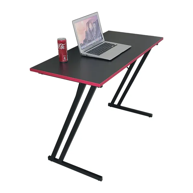 Modern Smart Furniture Office Computer Desk For PC Topstyle Black Cheap Red Edge PVC Gaming Table OEM Z-legs Home Gaming Desk