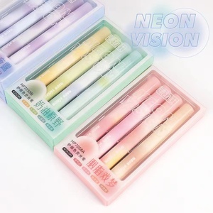 炫目软头荧光笔大容量创意彩色标记键手册塑料荧光笔套装4件 - Product Image 4
