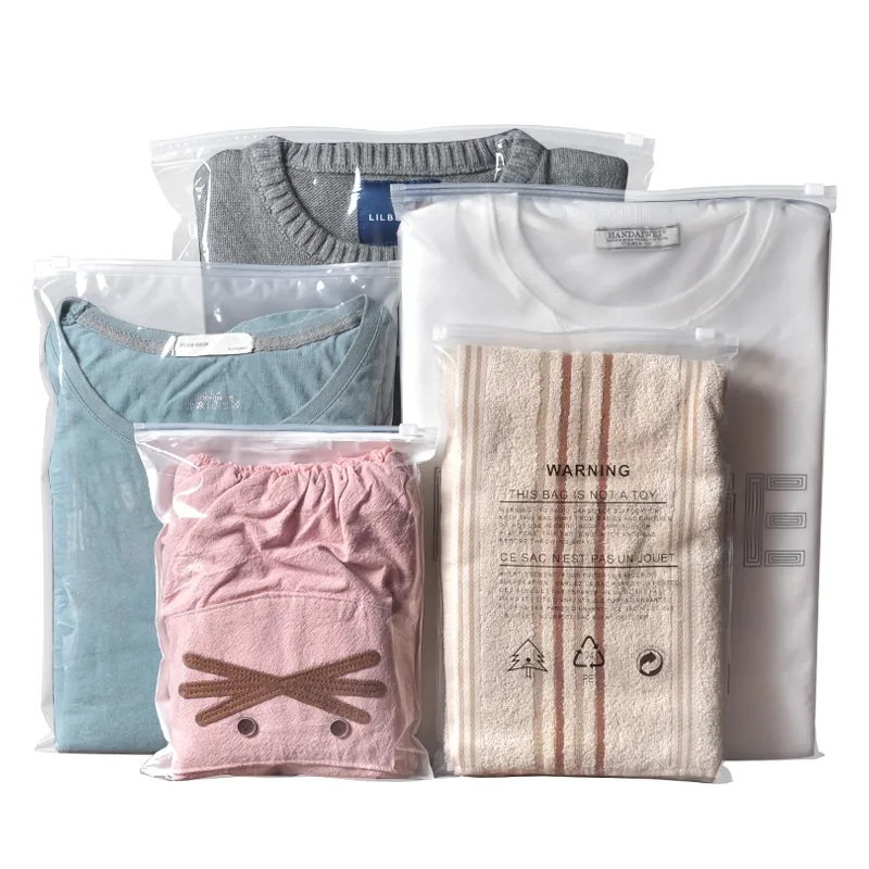 Bolsa ziplock de plástico personalizable para camisetas y ropa, organizador de bolsas ziplock de silicona con autosellado para ropa