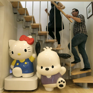 Personalizzazione della fabbrica cartone animato in fibra di vetro resina <span class=keywords><strong>Hello</strong></span> <span class=keywords><strong>Kitty</strong></span> ruolo statuetta all'aperto grande giardino statua - Product Image 3